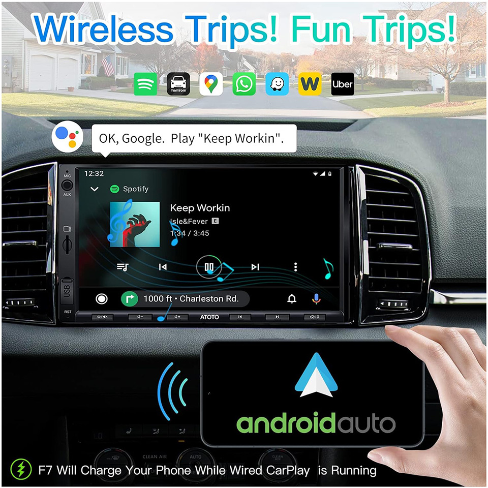 ATOTO F7WE 7 Double Din Car Multimedia Player Wireless Carplay Screen Display Android Auto Bluetooth Radio 2 Din Car Play Stereo. 
