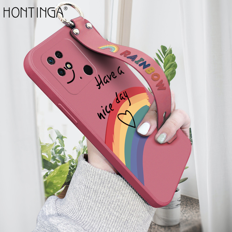 For Redmi 10C Funda Rainbow Heart Vintage Flowers Leaves Phone Case Soft  Silicone Bumper Protective Cover