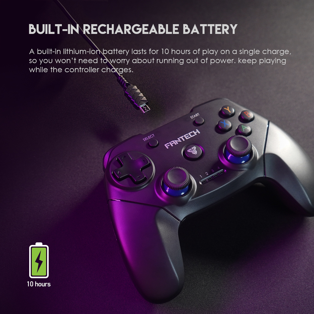 FANTECH REVOLVER WGP12 Controller Gamepad 2.4G Wireless Joystick Joypad With PS3 PC 10 Hours Long Battery Life For Game Player Black White Green. 