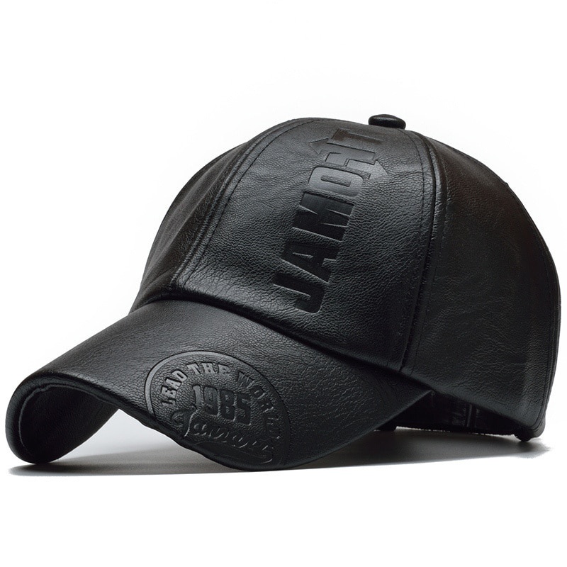 New PU Leather Baseball Cap Men Snapback Hat Trucker Cap