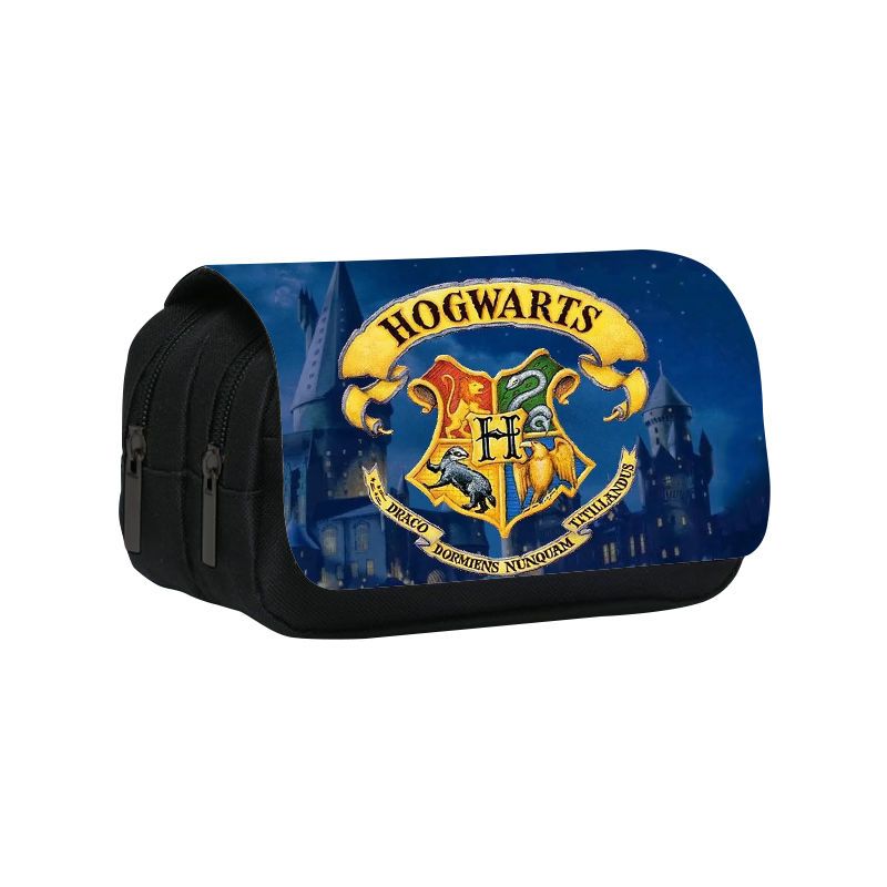 Harry Potter Pencil Case Double-Layer Large Capacity Multifunctional Zipper Pencil Case Student Pencil Case Pencil Case Printing Stationery Case. 