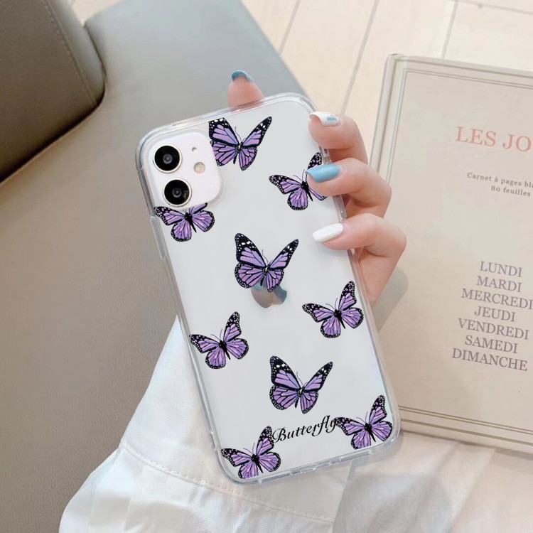 Butterfly Phone Case For iPhone 8 7 6 6S Plus Cover For iPhone 13 12 Pro Mini 11 Pro Max XS Max XR X 5 5S SE 2020 Clear TPU Capa. 