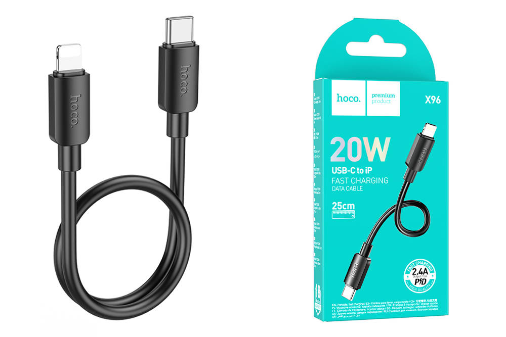 Кабель USB Type-C - Lightning HOCO X96 PD20W (черный) 0,25м купить оптом в  Екатеринбурге с доставкой по всей России