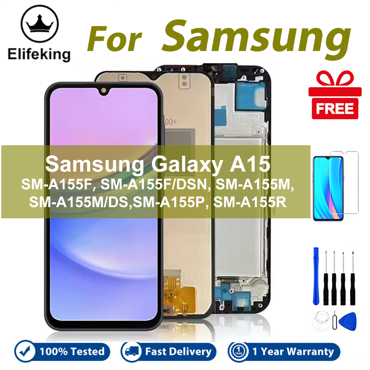 Top Quality LCD For Samsung Galaxy A15 Display Touch Screen Digitizer Panel Assembly Replacement Parts 100% Tested