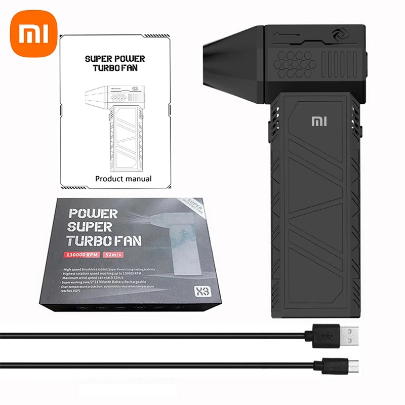 Xiaomi X3 Violent Blower Mini Turbo Jet Fan Handheld 3nd Generation Brushless Motor 130,000 RPM Wind Speed 52m/s Duct Fans. 