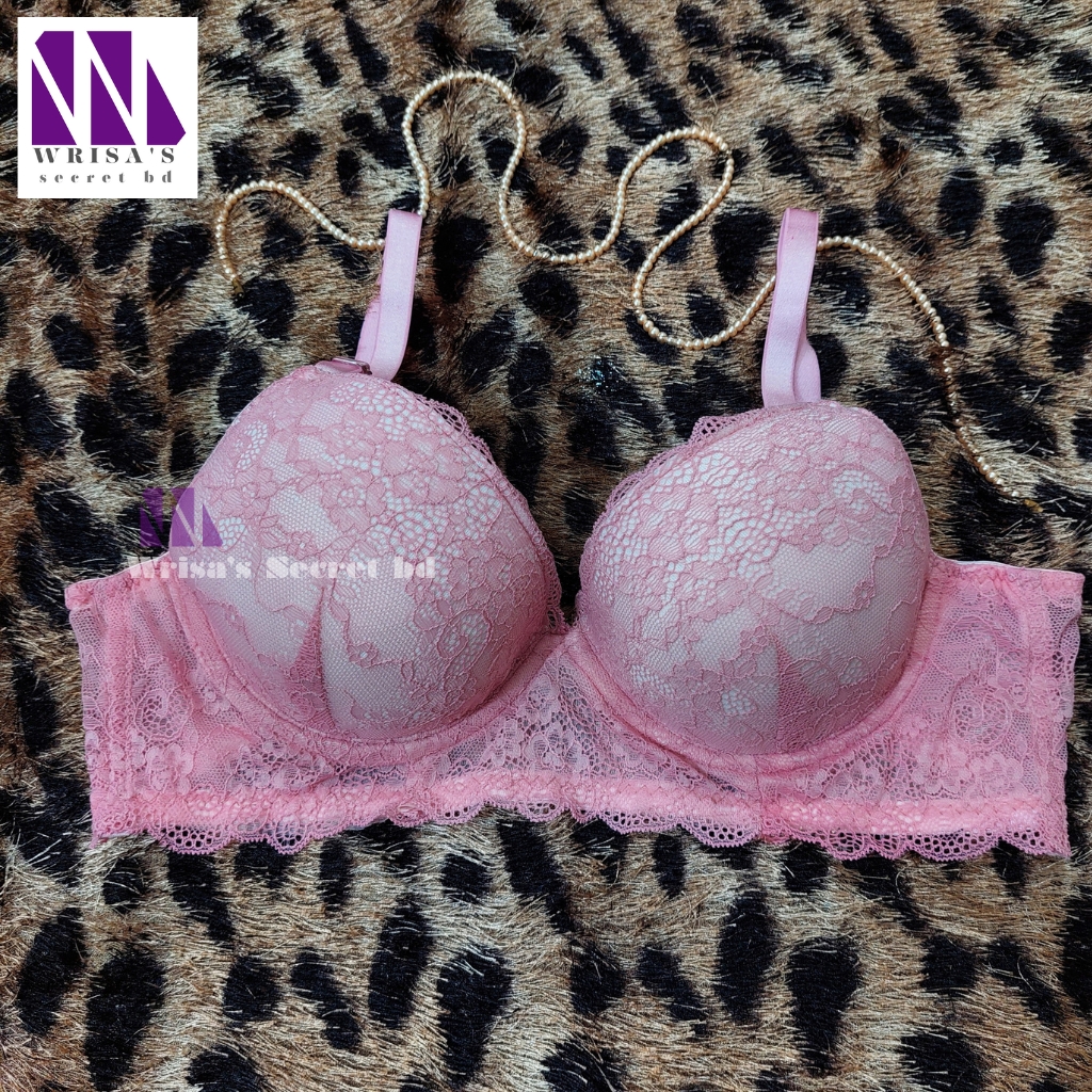 Soft Comfortable Solid Pink Colour Pushup Net Foam Bra For beautiful Women And Girls - 01 Piece - Wrisa’s Secret bd. 