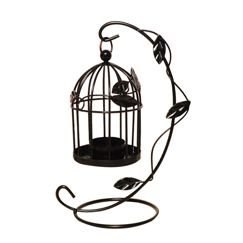 Metal Candle Holder Hollow Out Bird Cage Vintage Hanging Candlestick Lantern for Home Wedding Centerpiece Decoration B Easy Install