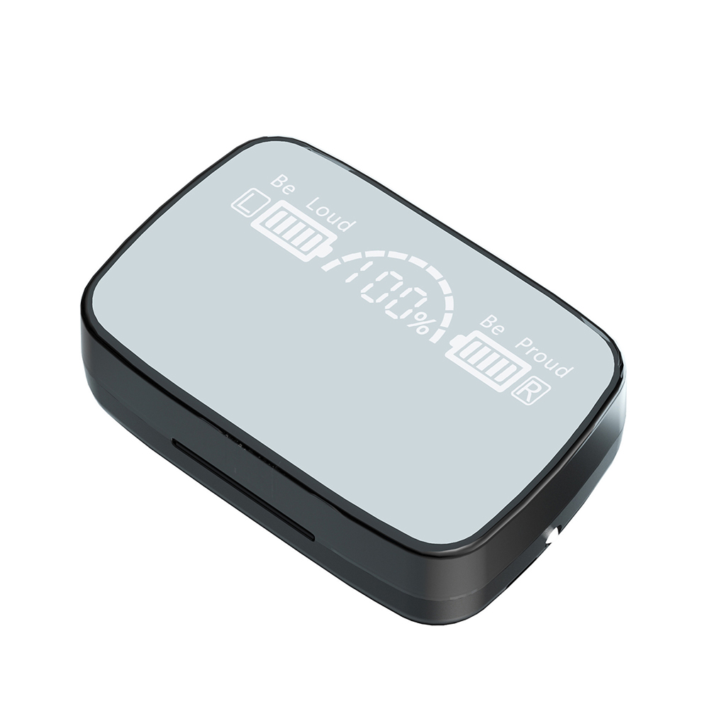 M9-17 TWS Bluetooth Earbuds Wireless Earphones LED Display Headsets with Flashlight. 