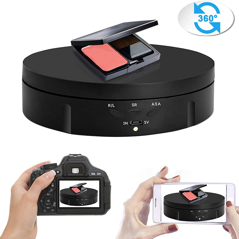 Motorized Rotating Display Stand, 360 Degree Photography Turntable with 6 PVC Backgrounds,/USB Supply. 