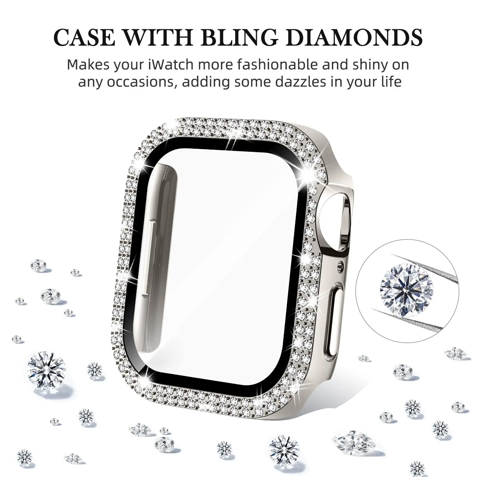 Coque Antichoc Bling Compatible Avec Apple Watch Series 6 5 4 Se 44 Mm, Coque De Protection Diamant Pour Femme, Cadre En Polycarbonate Rigide Pour IWatch De 44 Mm, Lumière étoilée
