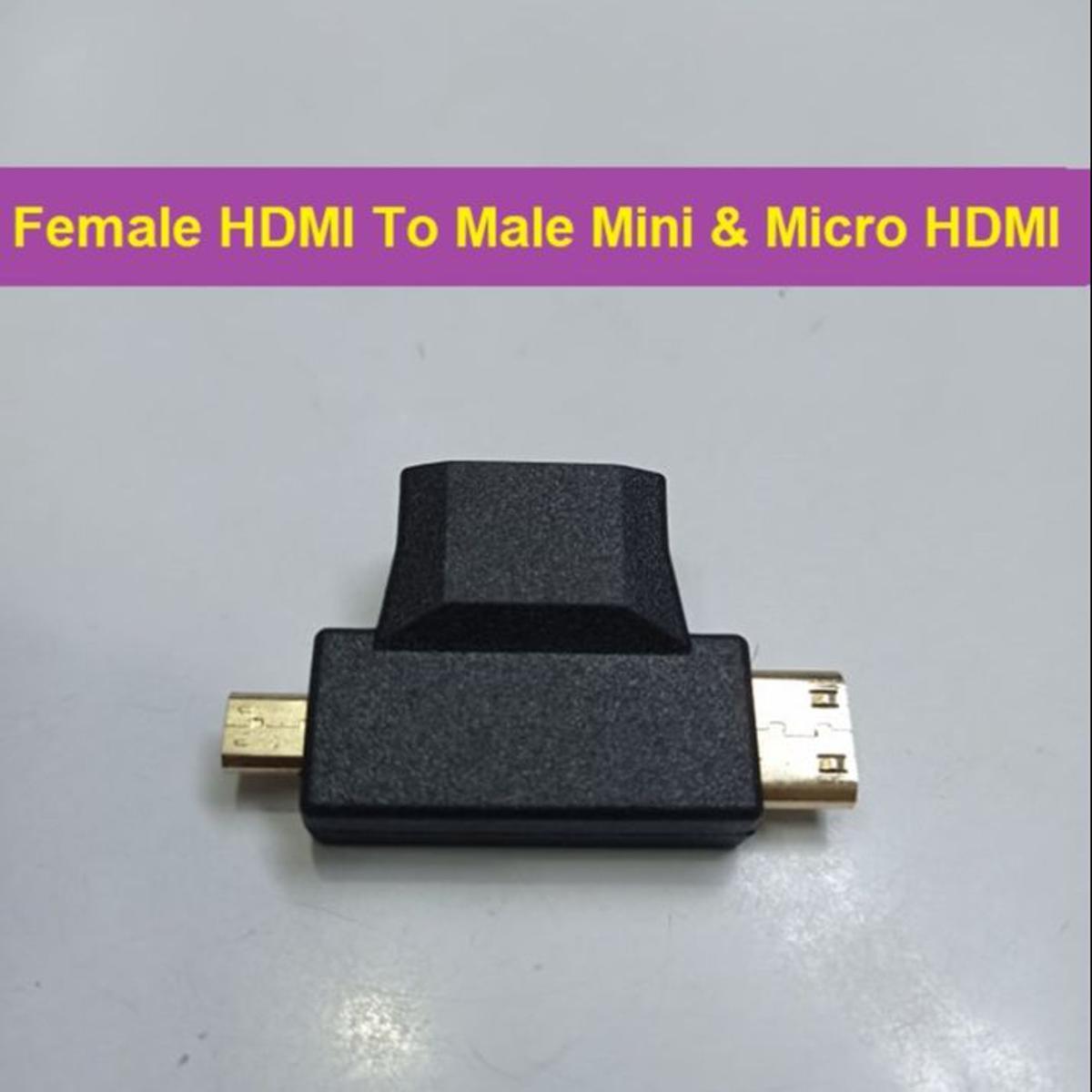 Top Quality Female HDMI To Male Mini & Micro HDMI T-Shaped Adapter Cable Connectors Compatible For Raspberry Pi 4