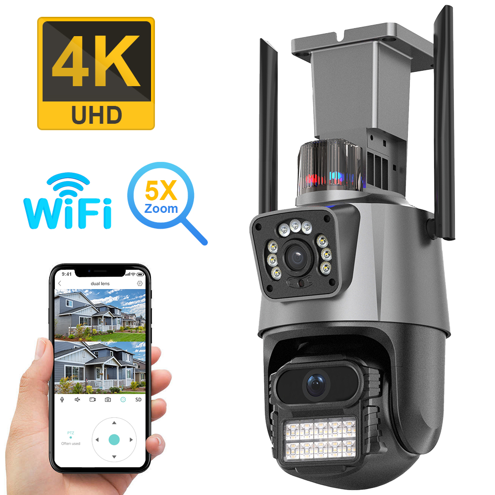 BELIA 8MP PTZ WiFi Camera with Dual Screen Color Night Vision Outdoor 4MP Security IP Camera CCTV Surveillance Camera ICSEE App