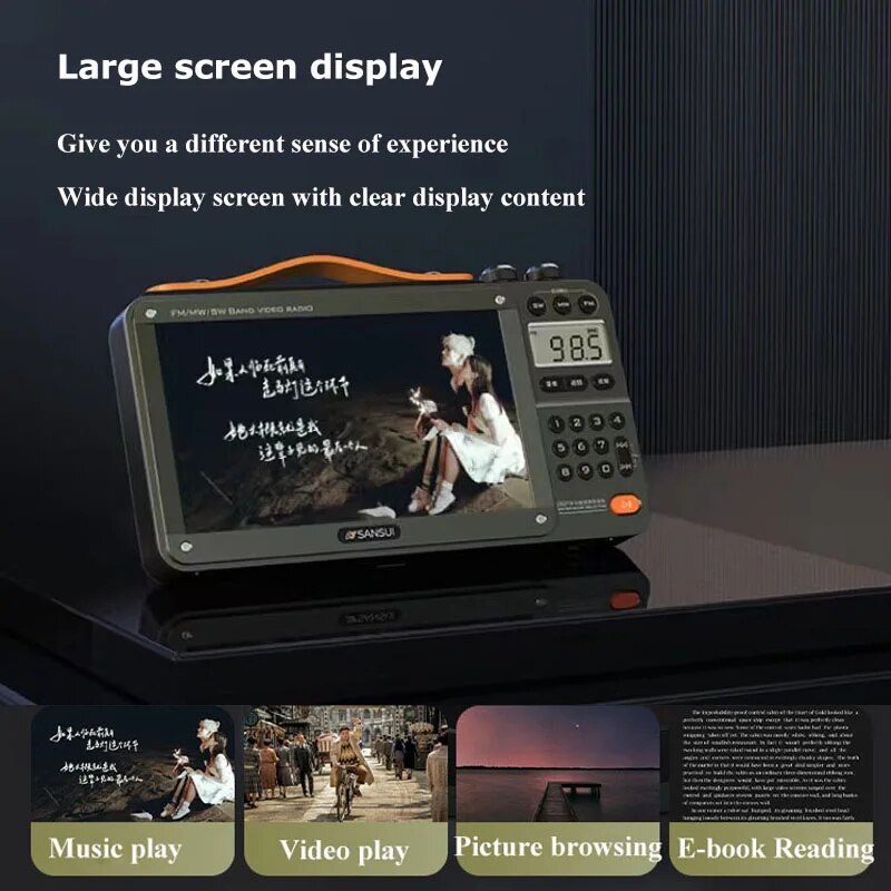 Sansui F51/F50 High-definition Screen Portable Speakers Multifunctional BT Retro Digital FM Radio MP3 Player USB TF/Recording. 