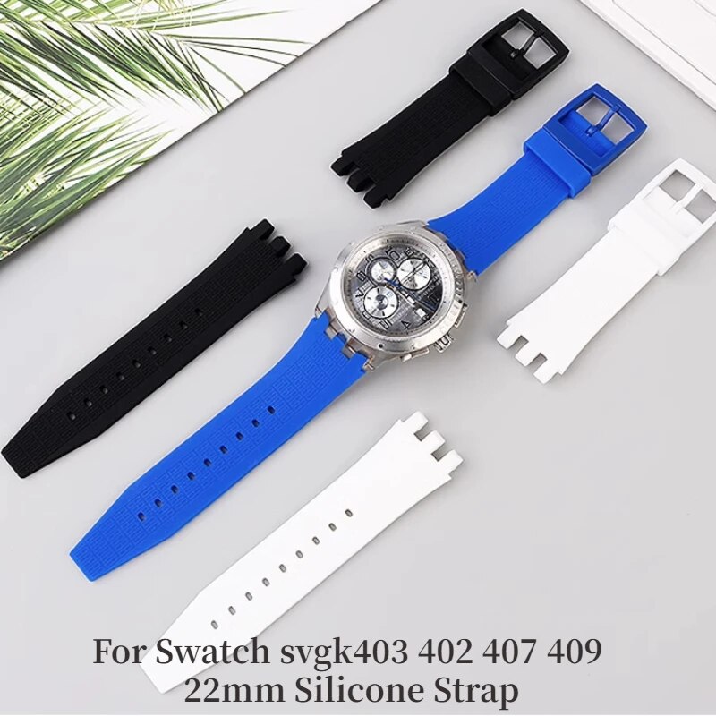 For Swatch mechanical watchband SVG 403 402 402 407 409 SVGB400 22mm Silicone strap soft rubber watch band Bracelet with Tool