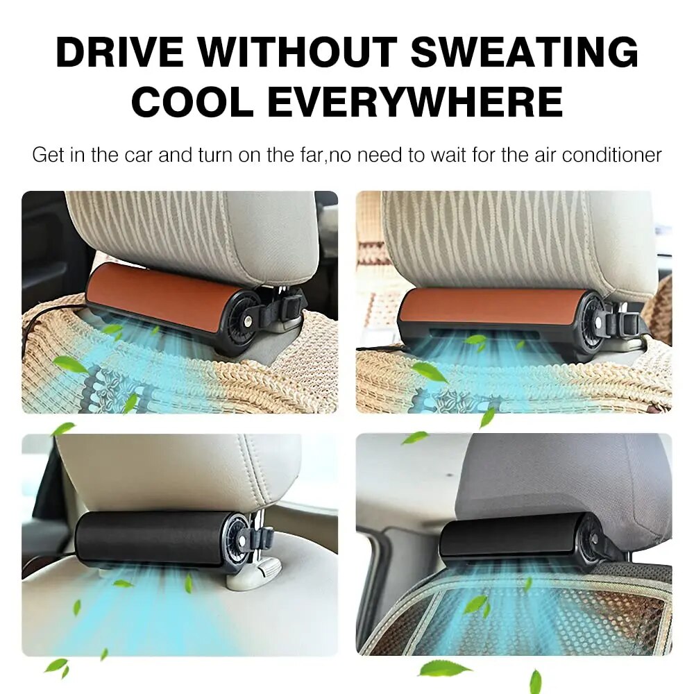 【New Product+Ready Stock+COD】 CF02 Innovative Car Seat Fan with Strong Wind Low Noise Three Adjustable Speeds Space-saving Design Ideal for Interior Cooling. 