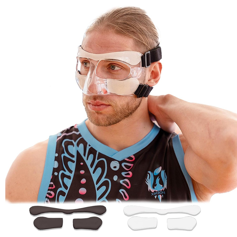 Sports Face Guard, Nose Guard for Broken Nose, Basketball Football Softball Training Face Protect Shield, Easy Install Easy to Use Clear Close. 