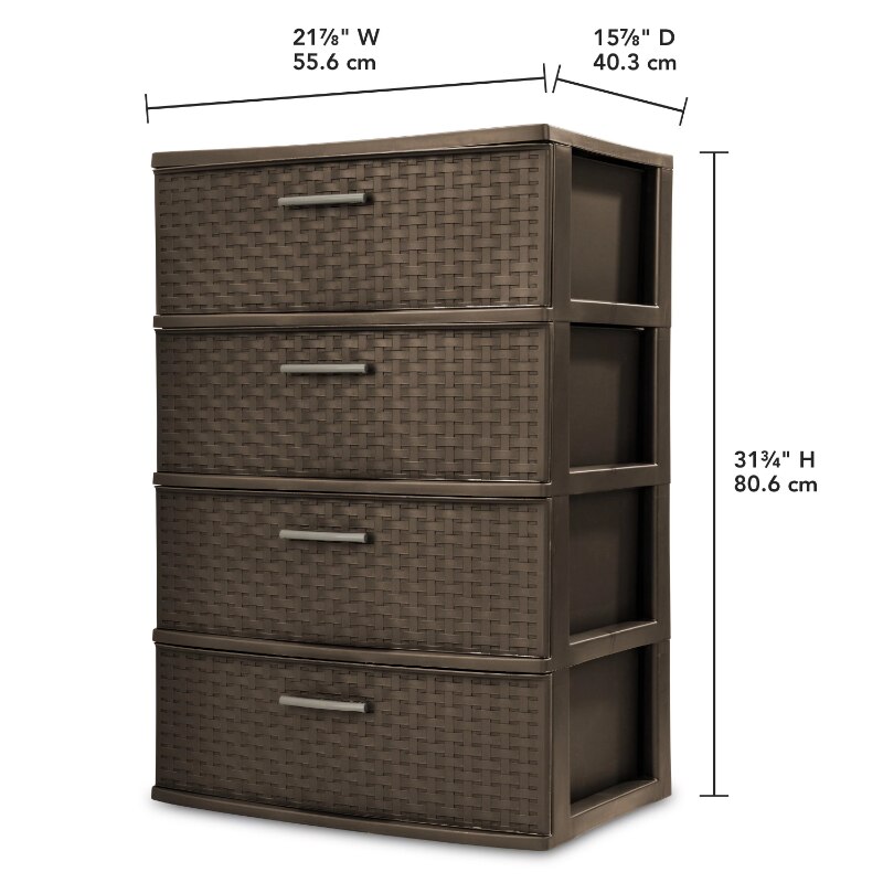 Sterilite 4 Drawer Wide Weave Tower Espresso storage drawers kitchen drawer organizer under desk drawer. 