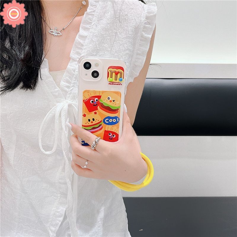 Trendy McDonald's Cool Hamburger French Fries Case Compatible for IPhone 13 15 16 11 12 14 Pro Max 7 16 8 11 6s Plus 7Plus XR XS X Max SE 2022 Lanyard Wallet Slot Card Holder Case. 