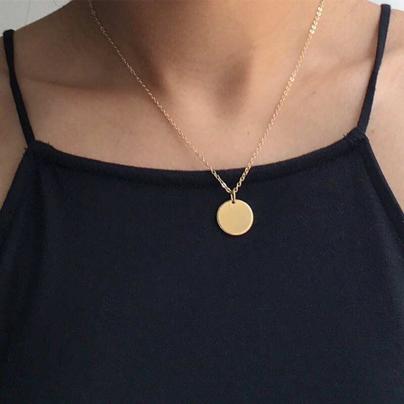 【VisioN Shop】NK1081 New Minimalist Fashion Round Pendant Necklaces Jewelry Dainty Chain Collares Bijoux Mujer Girl Gift. 