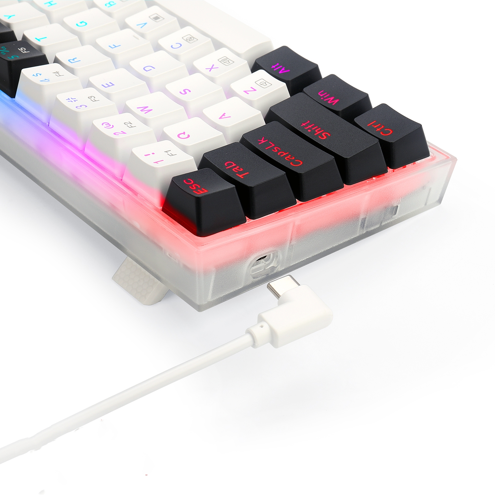 Redragon TS 68B USB Gaming Mechanical Keyboard RGB Backlit Transparent Bottom Anti-ghosting 68 Keys for Mac/PC/Laptop. 