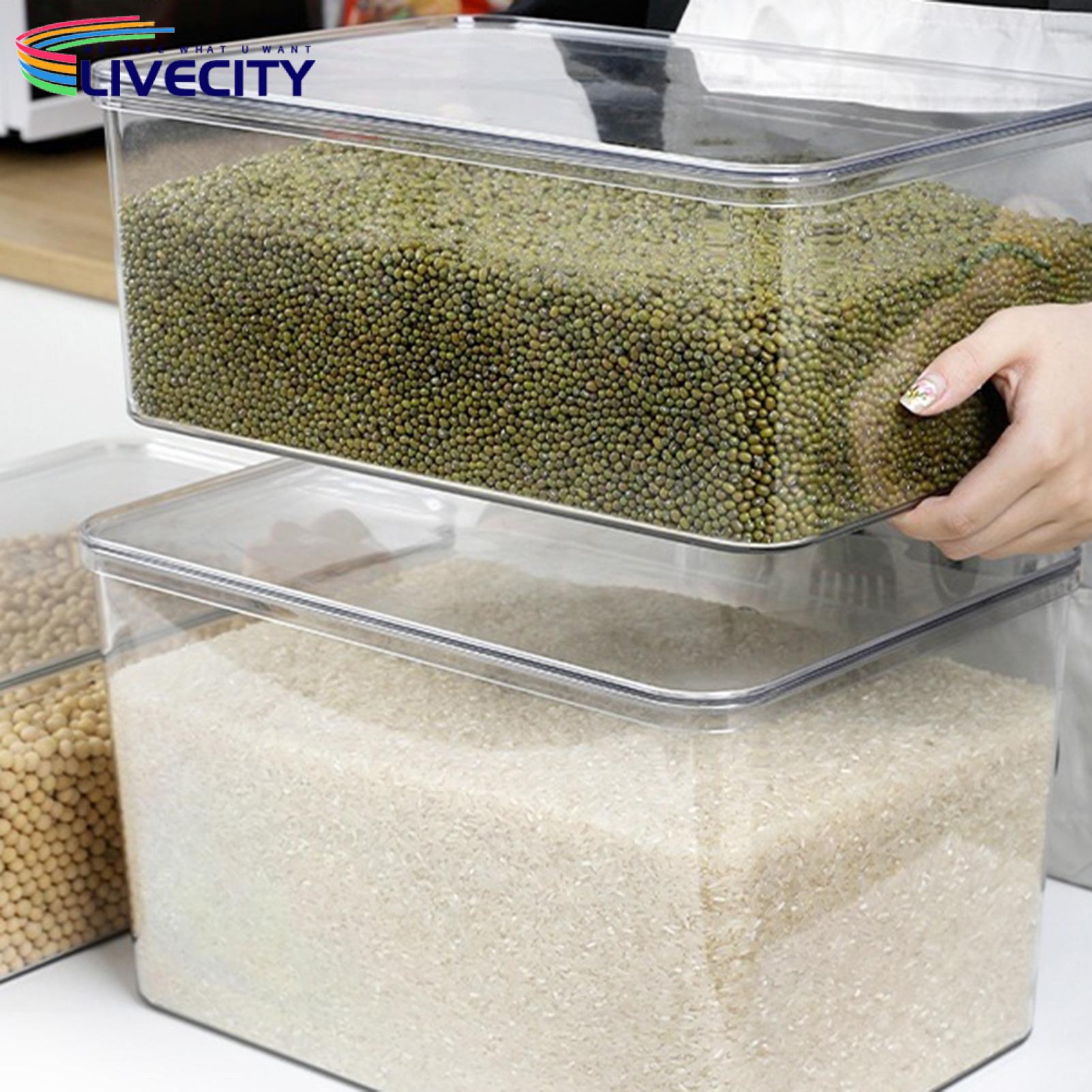 Acrylic Storage Box Large Capacity Dustproof Storage Box with Lid for Rice Cereal Bread Moisture-proof Transparent Container for Tidy Living Room Organizer. 