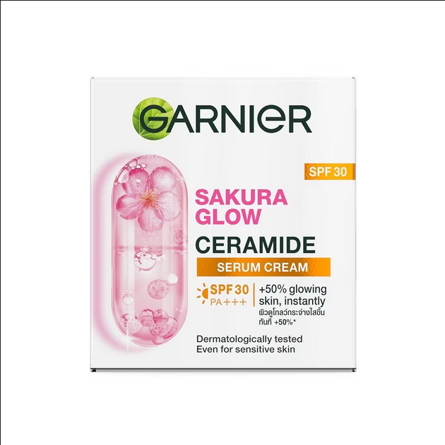 Garnier Garnier Sakura Glow Ceramide Serum Cream SPF30 PA+++50 Ml-Thailand.
