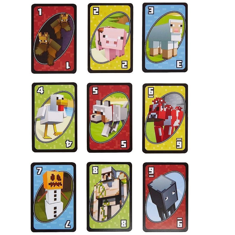 UNO Solitaire Minecraft Iron Box Uno Card Cartoon Animation Entertainment Tabletop Game Multiplayer Battle Collection MC Gift. 