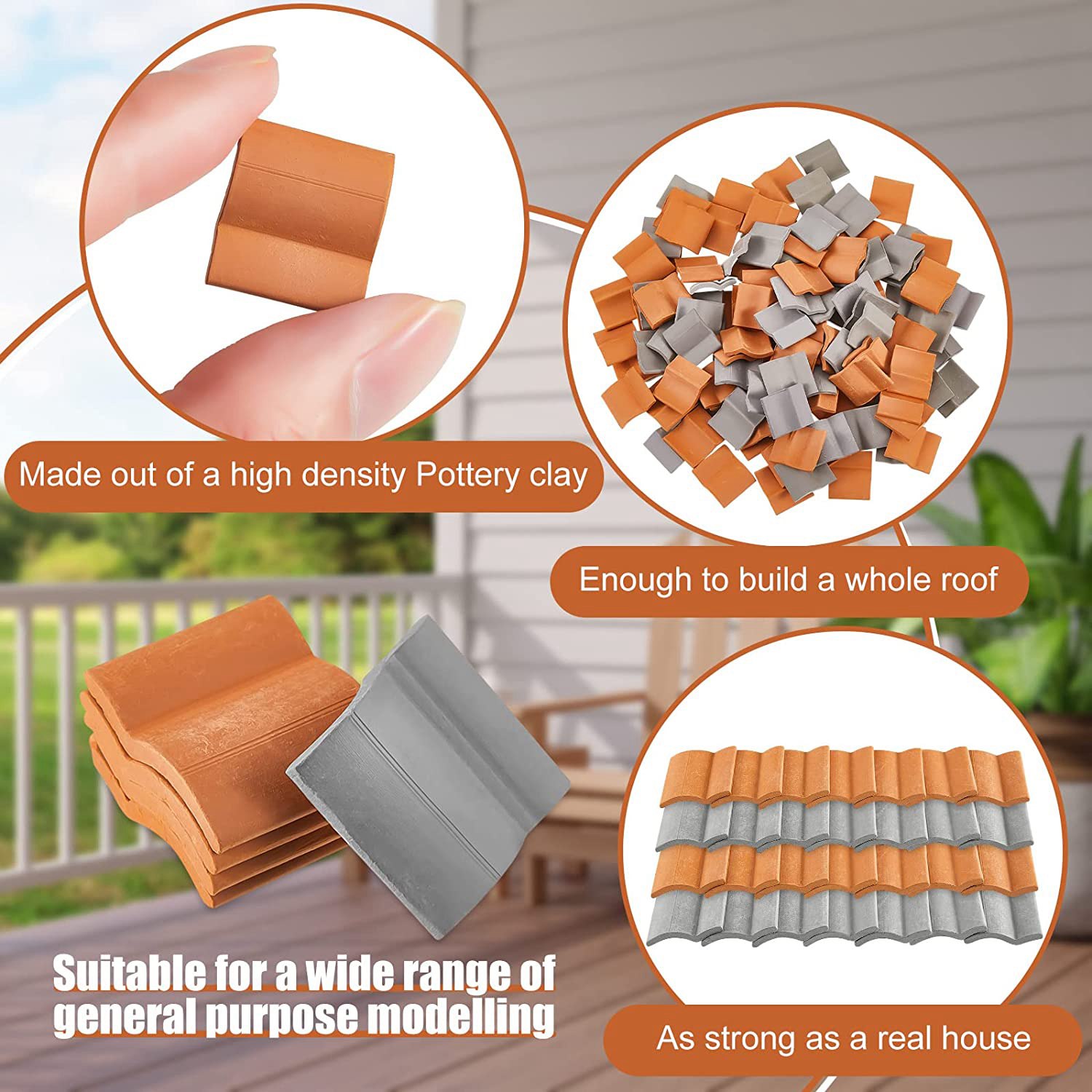 200Pcs Roof Tiles Building Set Miniature Tiles Shingles. 