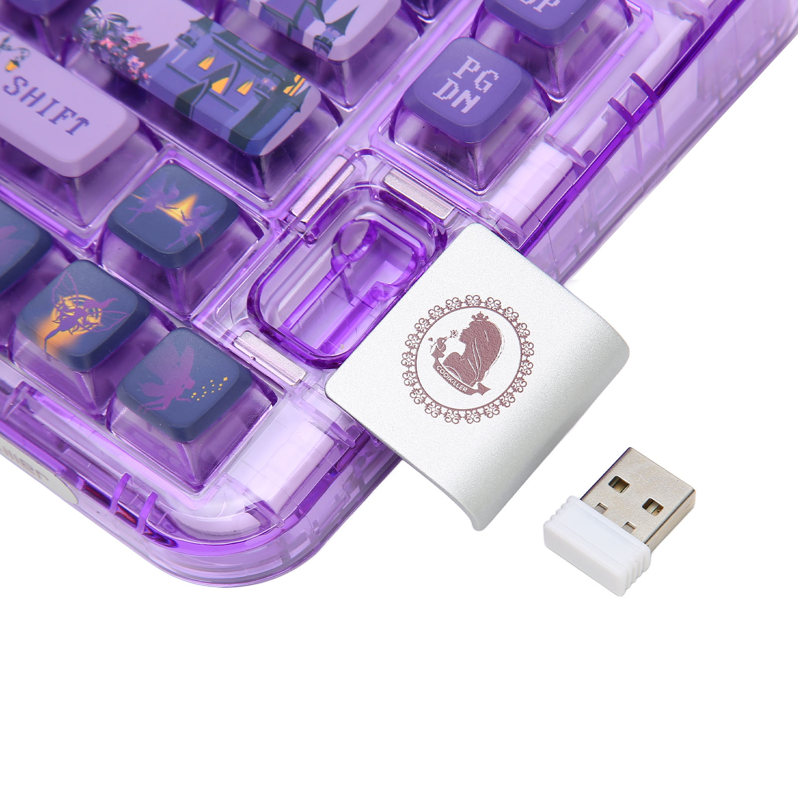 Mechanical Keyboard Purple Transparent Case 80 Keys Triple Modes Gasket Structure Gaming Keyboard for Office School Game. 