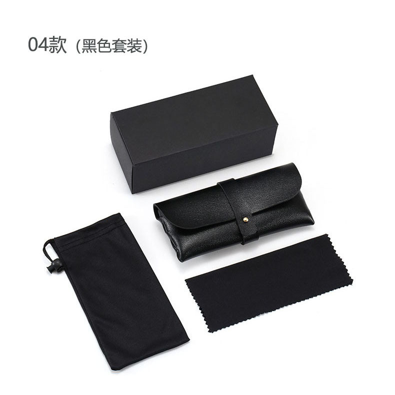 Manufacturer: fashionable white high-end sunglasses set box, black leather box packaging, can be printed with logo, exquisite glasses case