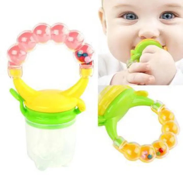 Baby Food Feeder and Slicer with Silicone Filter Mesh - BPA-free, gourd-shaped design, perfect for teething fresh food. 