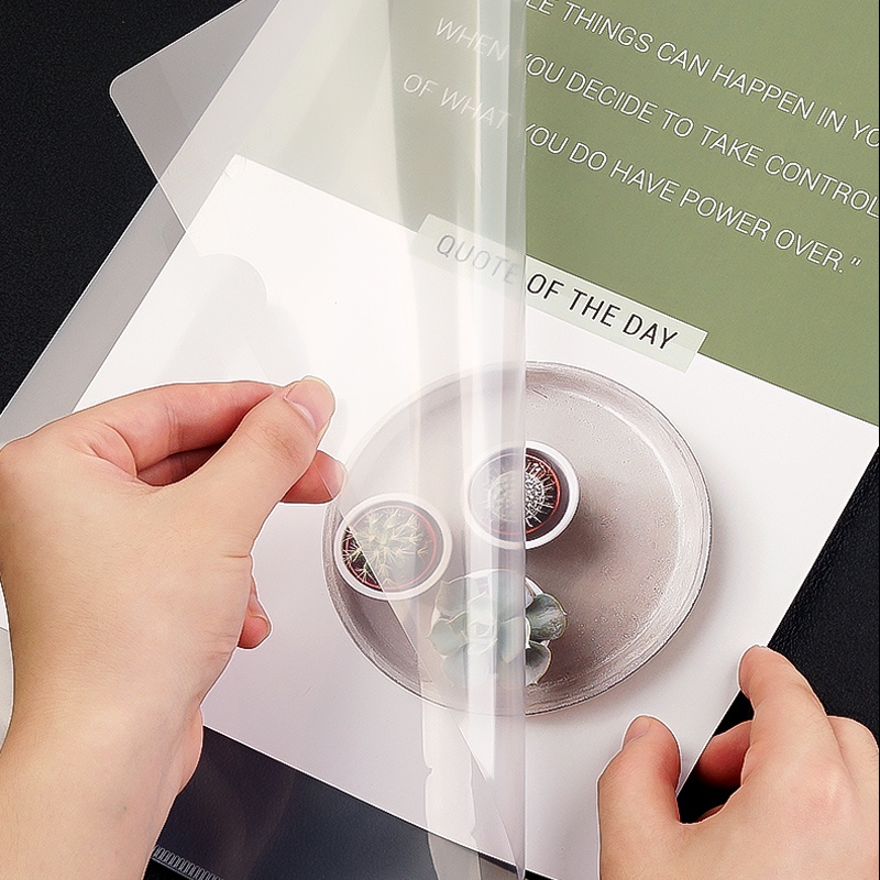 Licao 10 Pcs/Set A4 Clear Folder, Transparent L-Shape File, L-Type Plastic Folder, Document Folders Office School Student. 