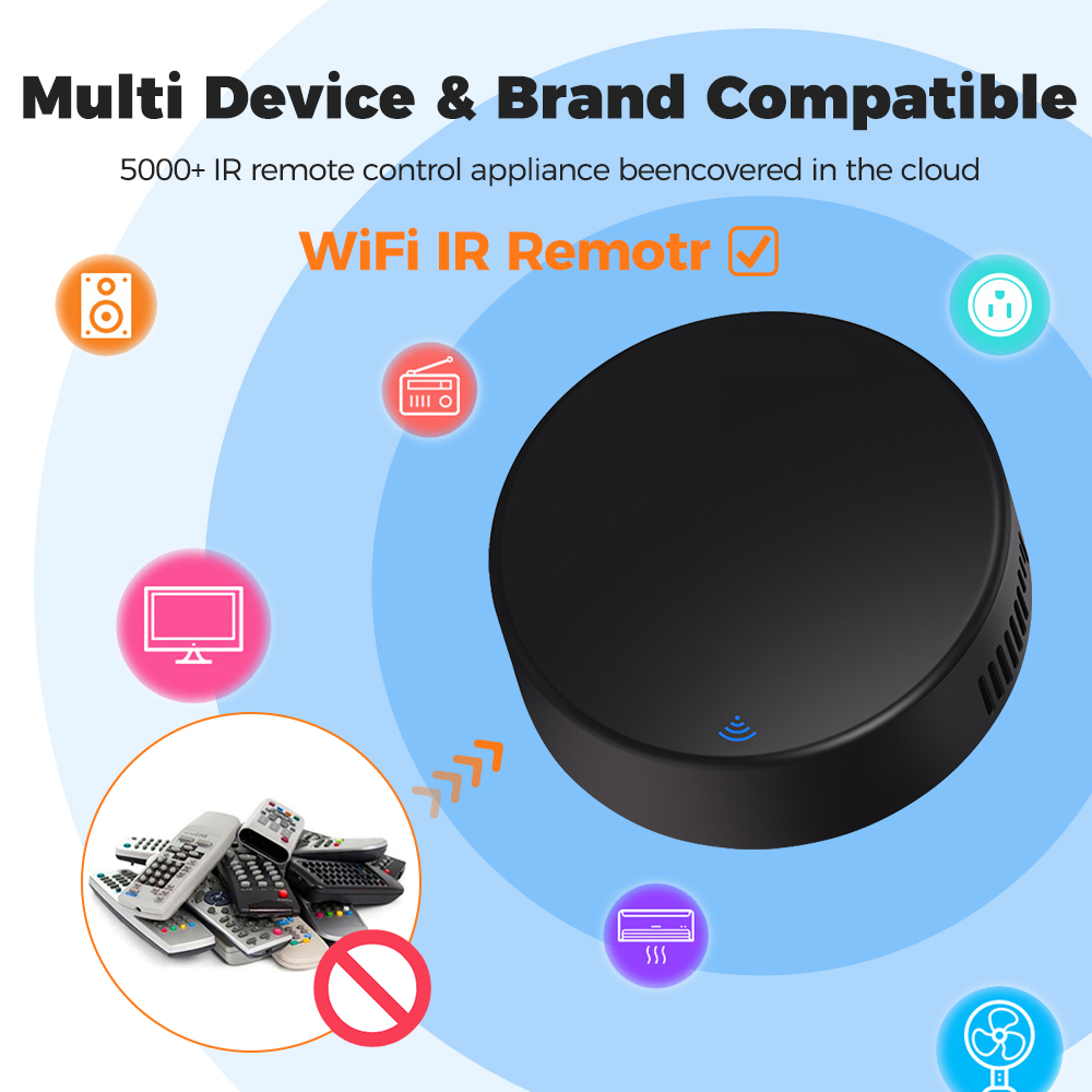 ROVF - Tuya Wifi IR Remote Control Universal Temperature Humidity Sensor - for Fan TV Voice Alexa Google Home. 