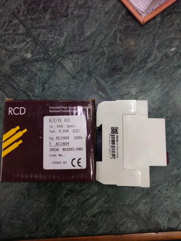 RCD 2P-63A Residual Current Circuit Breaker 30mA 230V. 