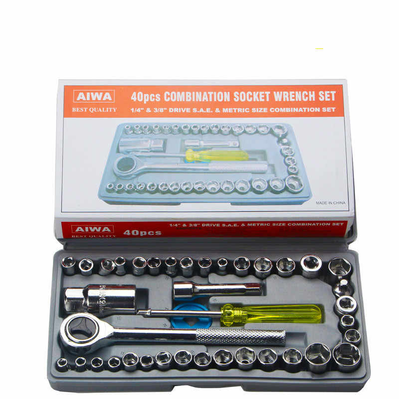 40 Piece Combination Socket Wrench Set tools box. 
