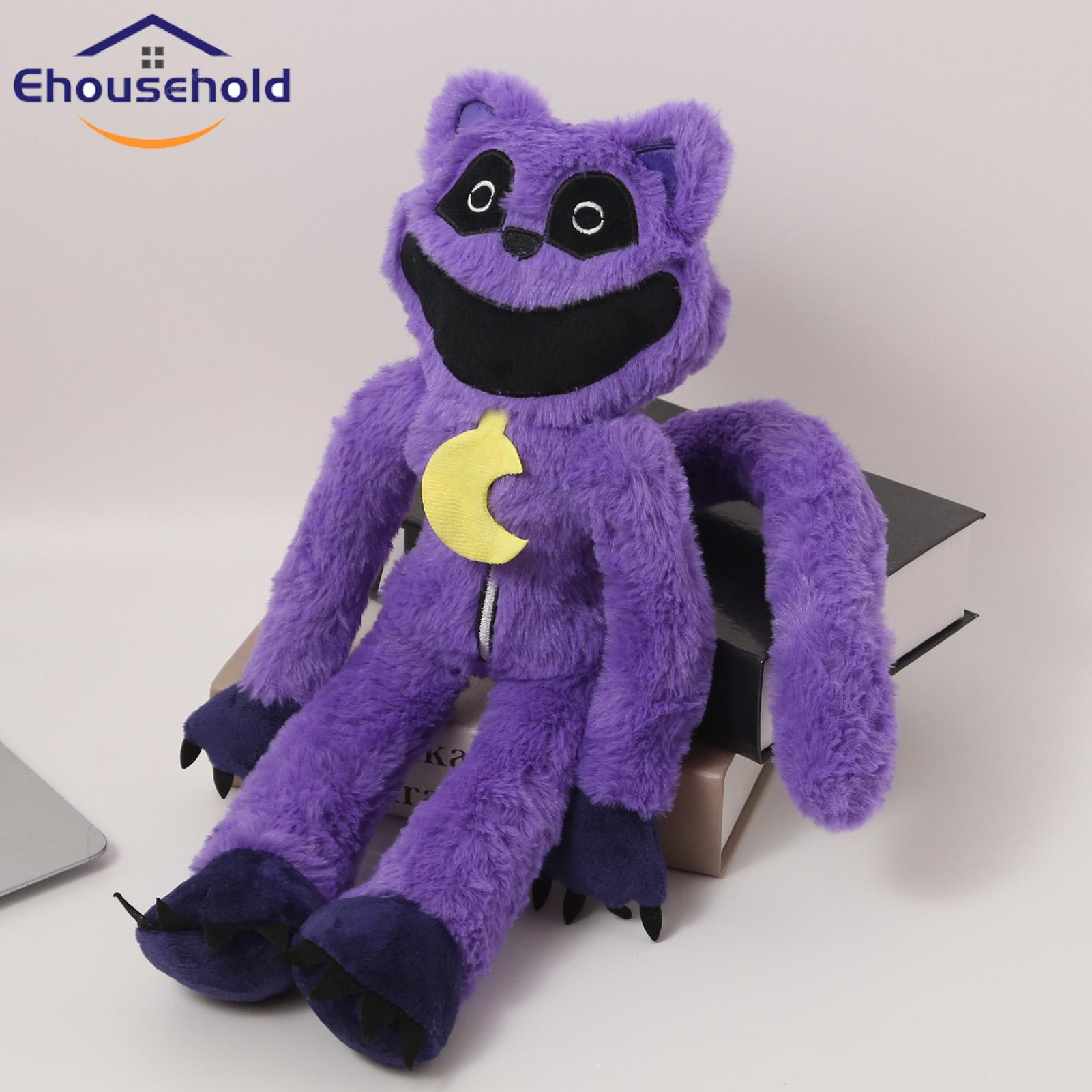 Plush Cat Flutter Big Mouth Smiling Purple Cat Plush Toy Soft Stuffed Animal Pillow for Game Fans Children Fluffy Catnap Plush Toy Unique Gift Idea Relaxing Plush Pillow. 