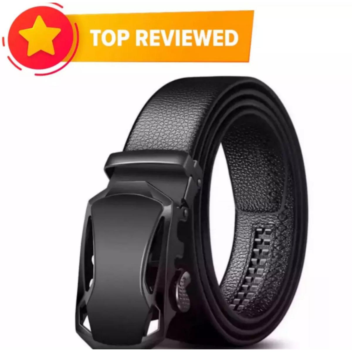 Black artificial lether soft auto gear belt for men