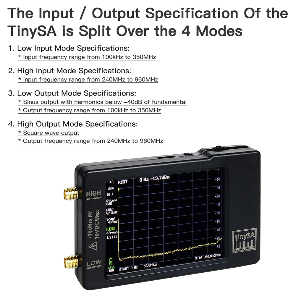 Handheld RF Spectrum Analyzer 2.8 Inch Display Built-in Battery. 