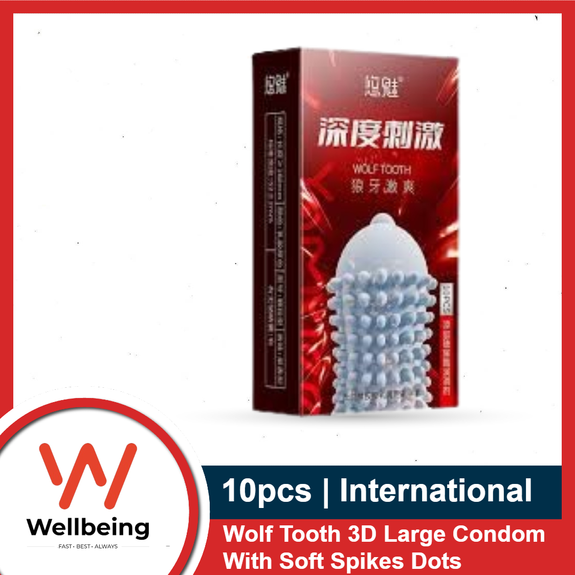 Wolf Tooth 3D Large Dots Condom for Men Women With Soft Spikes Dots 10pcs Pack | Brand- G POINT