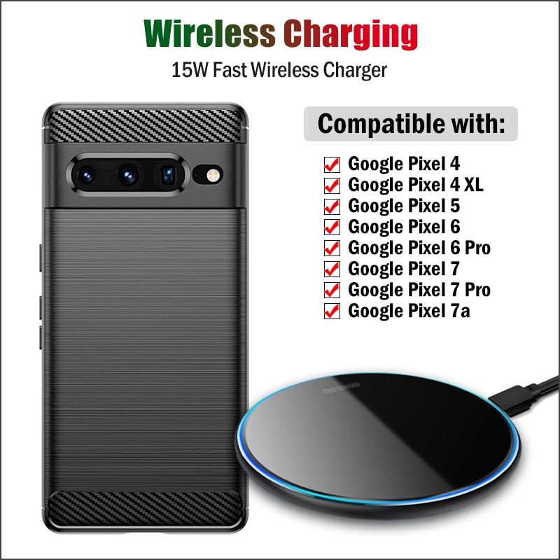 15W Universal Fast Qi Wireless Charging Pad for Google Pixel 7a 7 6 Pro 5 4 XL Wireless Charger with USB Type-C Cable Gift Case. 