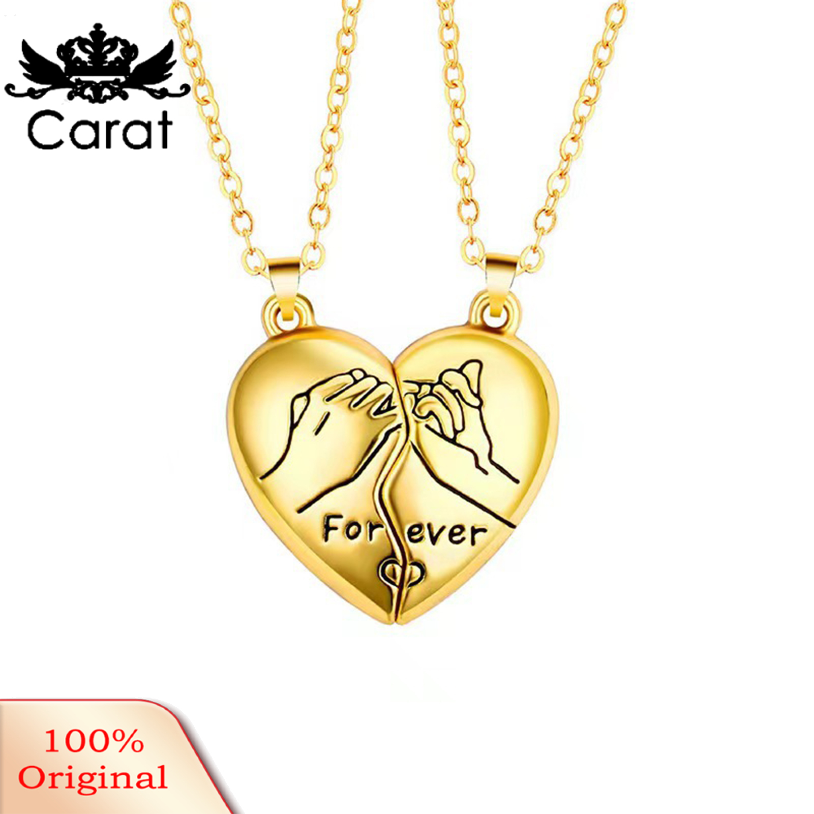 Carat 1 Pair Couple Necklace Personality Geometric Pinky Promise Posture Fashion Magnetic Love Heart Pendant Necklace Jewelry Accessory