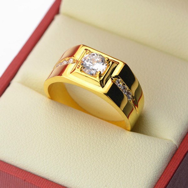 Gentleman Temperament Plated 24K Gold/Silver Ring For Men Wedding