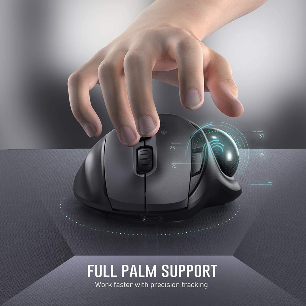 Jelly Comb Rechargeable Trackball Mouse Bluetooth+2.4G Dual Mode Wireless Mouse for Mac Computer Laptop Tablet Gamer Mause. 
