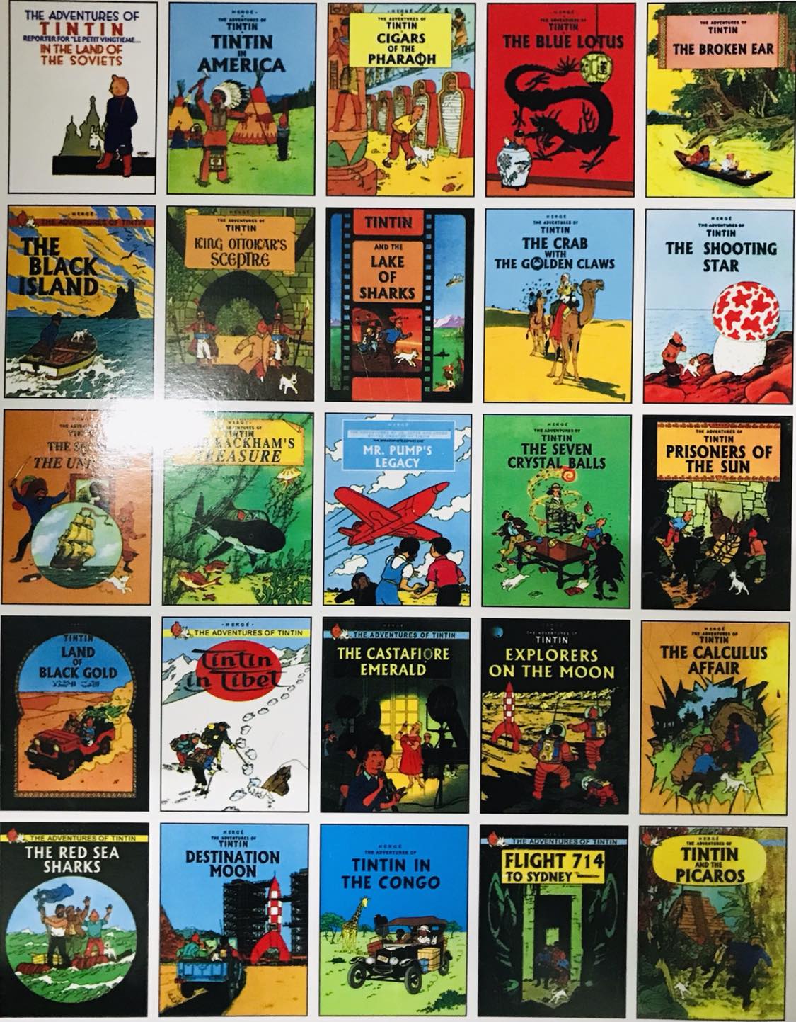 The Adventures of Tintin Set of 25 Books  (English version) (Paperback)