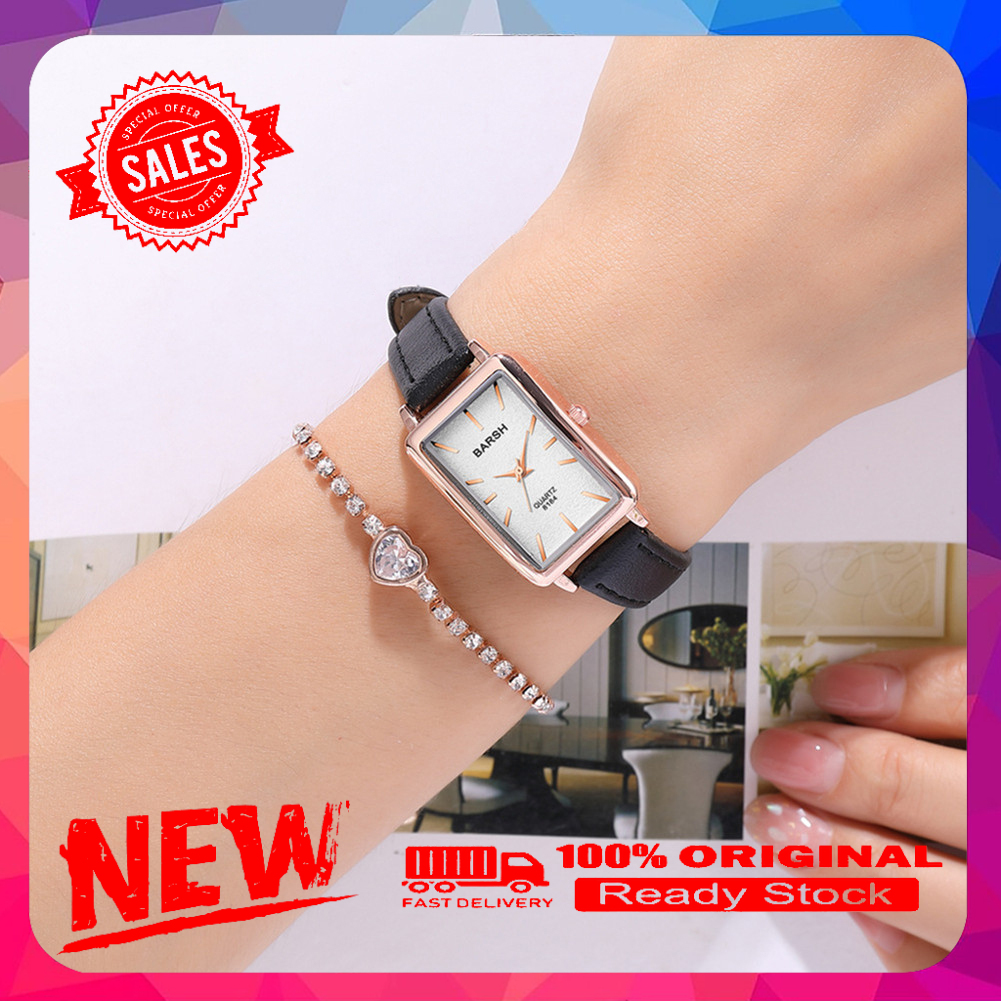 Fashionable Rectangular Quartz Leather Strap Watch And 1pc Stylish Chain  Bracelet | SHEIN