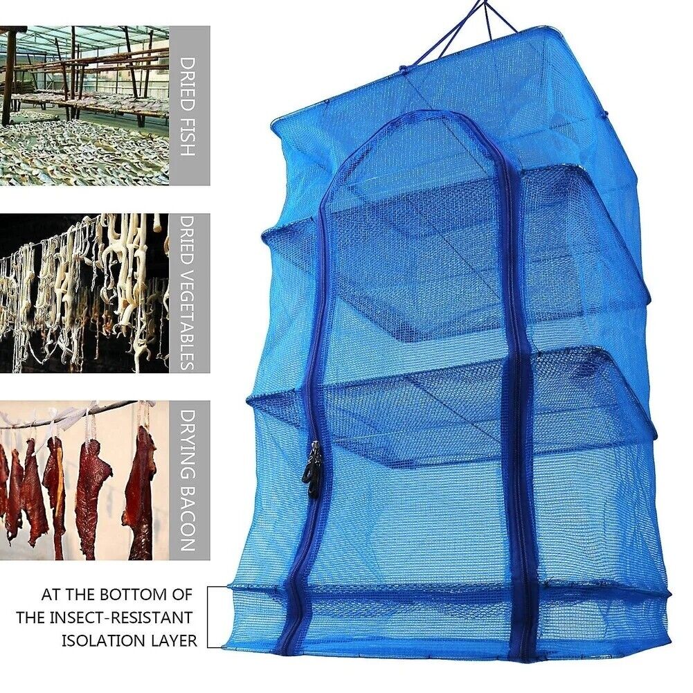Foldable 4 Layers Drying Net Fish Drying Rack Hanging Vegetable Fish Dishes Dryer Hanger Fishing-Gadget Biz. 
