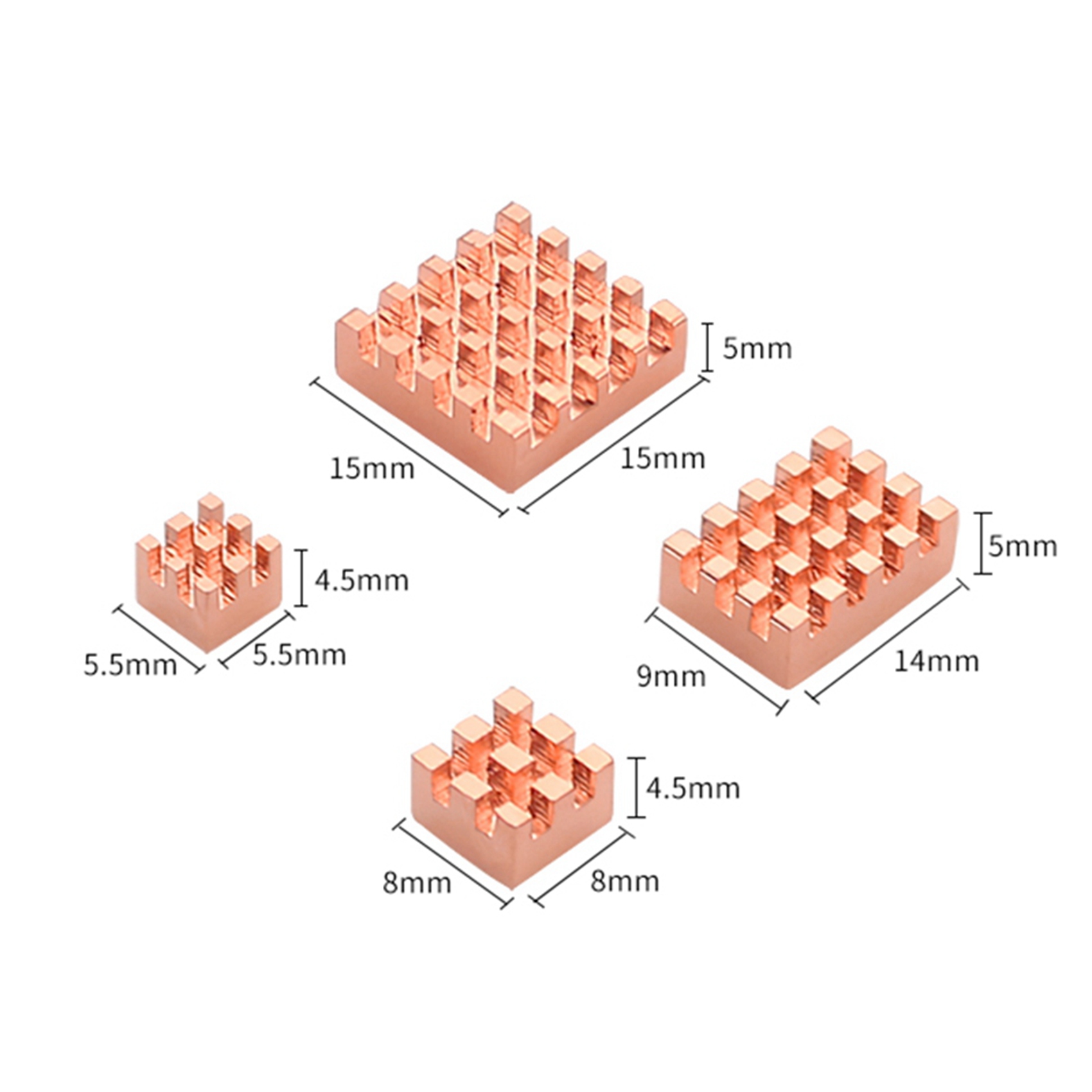4Set Heat Sink Metal Copper Heatsink Passive Cooling Pad Heat Dissipation Radiator for Raspberry Pi 4 Model B. 