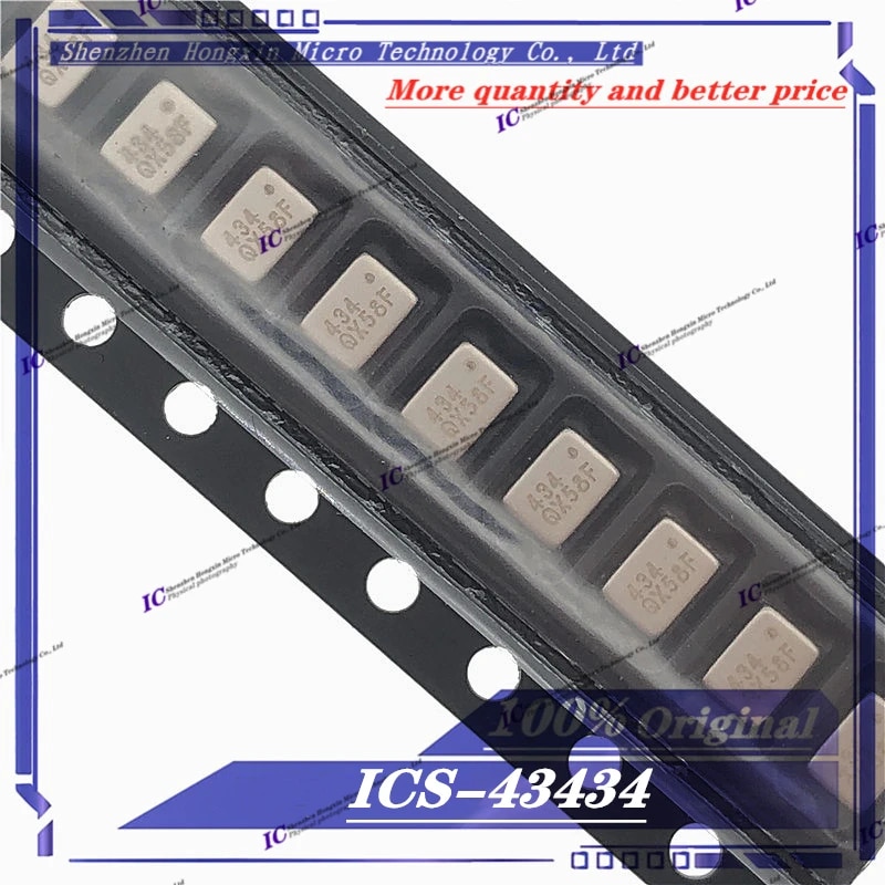 1pcs//LOT ICS-43434 43434 434 ICS-43432 43432 432 QFN-6 Digital I2S output bottom port microphone New original. 