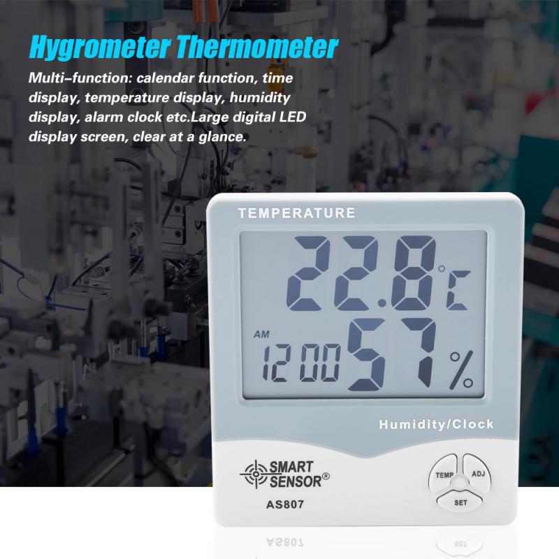 AS807 AS-807 Digital Hygrometer AS807 Thermometer Humidity Temperature Meter Testers Weather With Calendar & Clock Alarm Tools . 