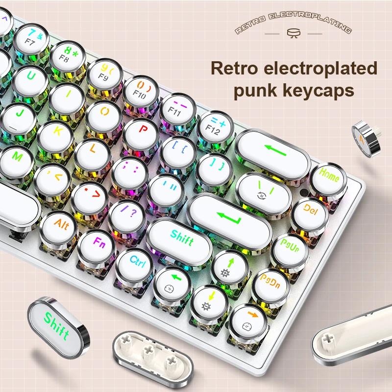 DK68 Punk Mechanical Keyboard,Cool Lighting Effects,Hot-swappable,Wireless /Bluetooth/Wired, Supports PC, IPAD, IOS and Android. 